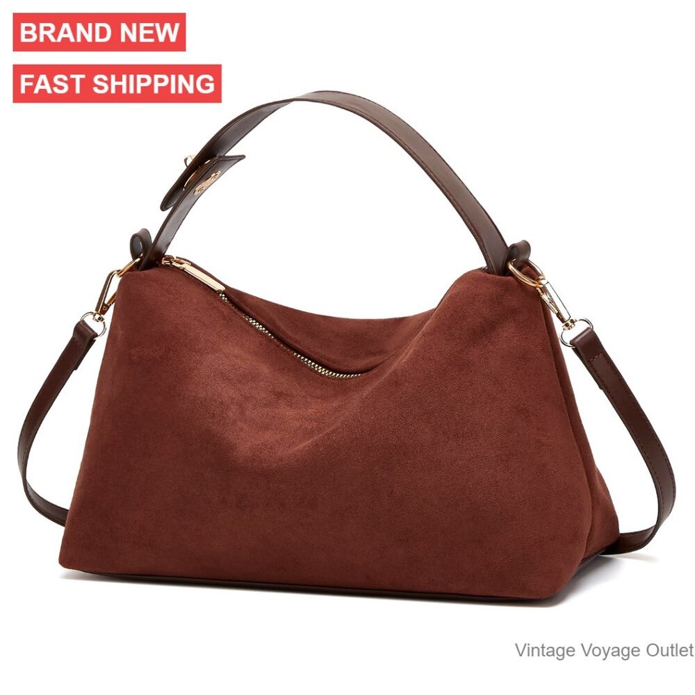 Suede Hobo Shoulder Bag Crossbody Tote Purse Casual Fashion